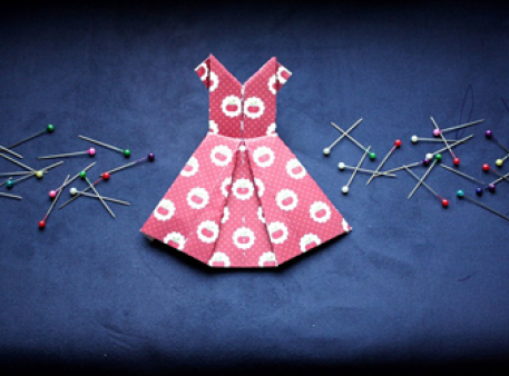 Девчачье оригами - платье среднего уровня сложности  