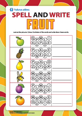 Пишем по буквам названия фруктов (английский язык)