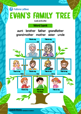 Фамильное дерево мальчика Эвана (английский язык)  