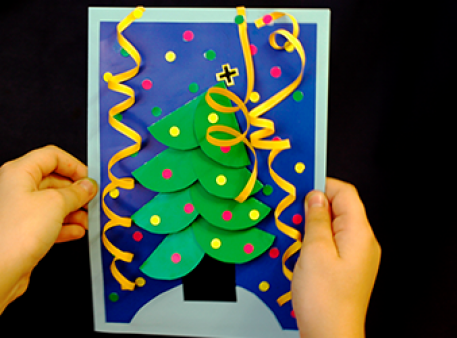Аппликация или открытка с праздничной елкой 